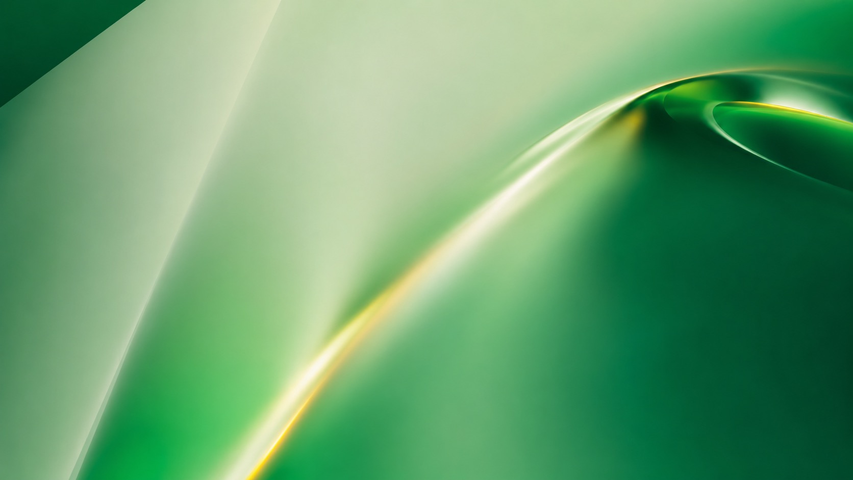 An abstract flowing gradient in ISTO greens with a soft gold highlight